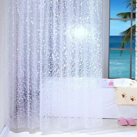 Rideau de douche transparent blanc, tanche, 100 % PEVA avec crochets, Tissu, claire, 120x200cm (1/5)