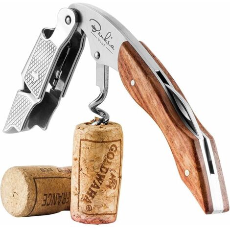 VURAHOME - Bois Couteaux de sommelier - Tire bouchon professionnel en acier inoxydable, qualité hôtellerie-restauration, avec décapsuleur et coupe-capsule (1/5)