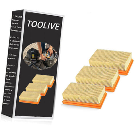 VURAHOME - Lot de 3 filtres plissés plats de rechange Karcher Mv4 Mv5 Mv6 Wd4 Wd5 Wd6, Wd4p Wd5p Wd6p Wet-dry Vacuu (1/3)