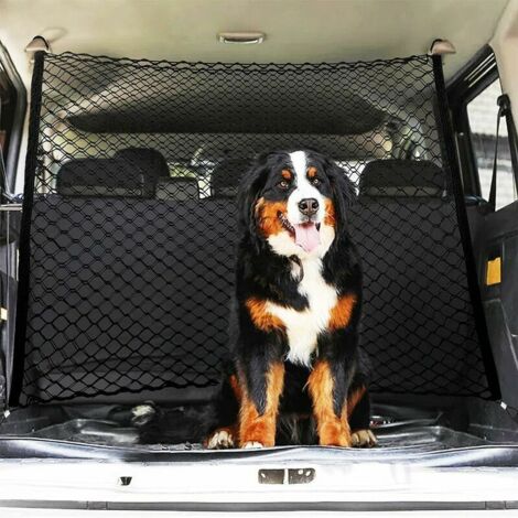 Couche Double Filet Coffre Voiture, Animaux Portable Filet Voiture pour Chien, Universelle pour Voiture Séparation pour Chien Chat Fil Noir 9040cm,Versailles STOL (1/5)