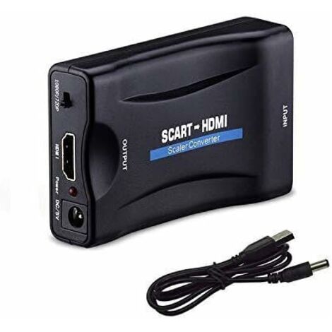 Péritel vers HDMI Adaptateur,1080p HD Convertisseur Scart vers HDMI Compatible pour NTSC PAL pour Sky HD Blu Ray PS3 TV VCR VHS, etc. (1/5)
