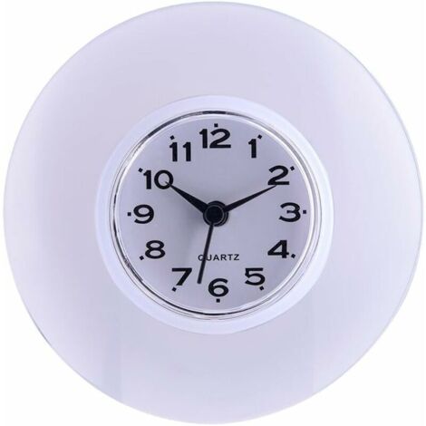 VURAHOME - Horloge de Salle de Bain avec Ventouses – Pendule Murale pour Douche à Accrocher, Étanche(Blanc) (1/5)