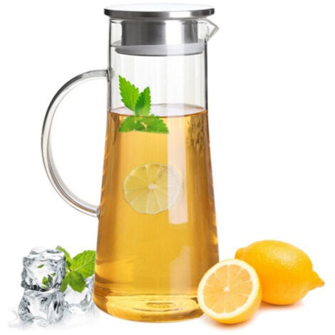 Carafe En Verre De 1,5 Litre Avec Couvercle Carafe À Thé Glacé Carafe À Eau Chaude Eau Froide Thé Glacé Vin Café Lait Et Jus Boisson Carafe Carafe À Eau (1/5)