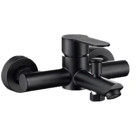 VURAHOME - Robinet de baignoire en acier inoxydable Robinet de baignoire 2 trous Robinet de baignoire noir chaud et froid (1/5)