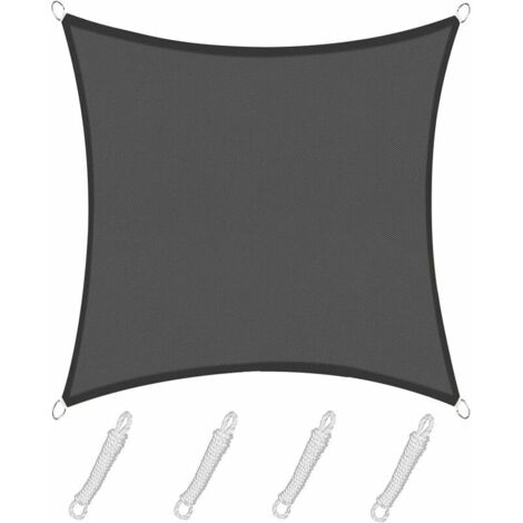 VURAHOME - Voile d'ombrage Rectangulaire Carré 5x5m Color Graphite,Toile Imperméable Une Protection des Rayons UV à 95%, pour en Plein air, Jardin & terrasse, Piscine (1/5)