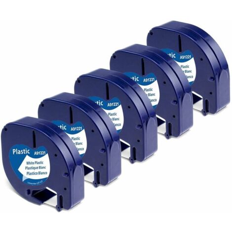 VURAHOME - Ruban pour étiqueteuse compatible pour Dymo LetraTag Ruban Plastique 12mm x 4m Noir sur Blanc, Recharge Dymo Ruban pour LT-100H LT-100T XR LT-110T(Dymo LetraTag Plastic White Label Tape S07