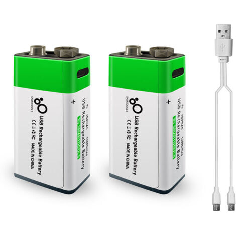 Batterie au lithium rechargeable 9 V port type-c 650 mAh haute capacité tension constante utilitaire rapide respectueux de l'environnement batterie de microphone de guitare réutilisable