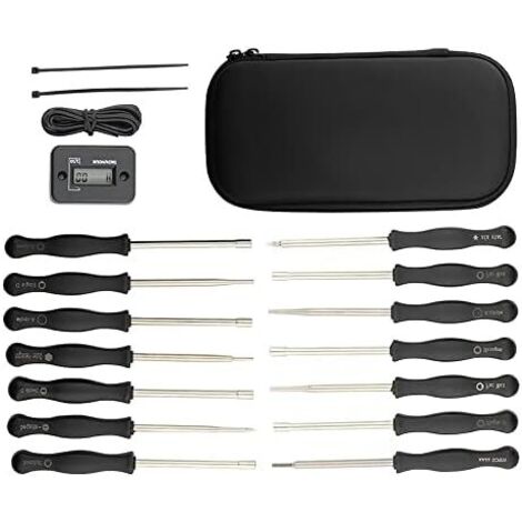 Lot de 14 Outils de Réglage de Carburateur + Tachymètre Rpm Pour Petit Moteur À 2 Temps compatible avec Poulan Sthil Echo Ryobi Troy Bilt Tondeuse Souffleur de Feuilles Tronçonneuse Weedeater (1/5)