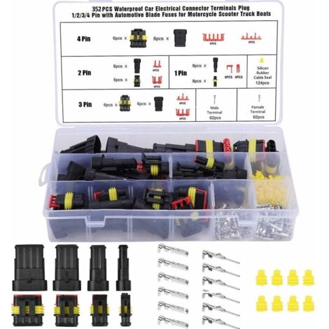 VURAHOME - Pour Une Perceusekit De Connecteur De Fil 352Pcs, Connecteur Étanche, Connecteur Électrique Automobile Étanche, Prise De Borne Électrique Étanche Automobile 1/2/3/4 Broches Pour Automobiles (1/5)
