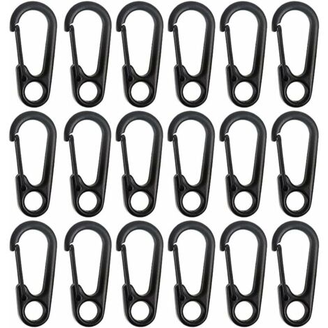 VURAHOME - Mini Mousqueton D'Alliage De Zinc Porte-Clés D'Escalade Clips D'Escalade Pour Grimper Randonnée Alpinisme Camping Pendaison En Bois (Noir 31,3 × 14,3Mm) 20 Pièces (1/5)