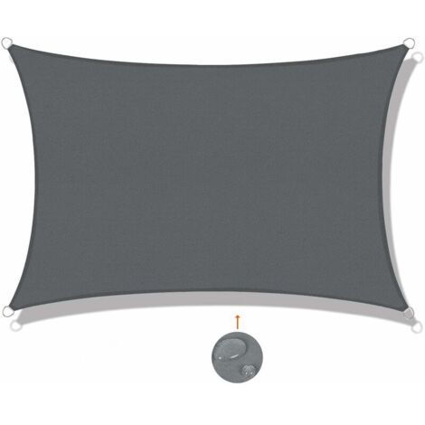 VURAHOME - Voile d'ombrage Rectangulaire 2x4m Imperméable Toile Ombrage UV Protection pour Patio Jardin, Terrasse,Extérieur, Balcon,Gris Anthracite (1/5)