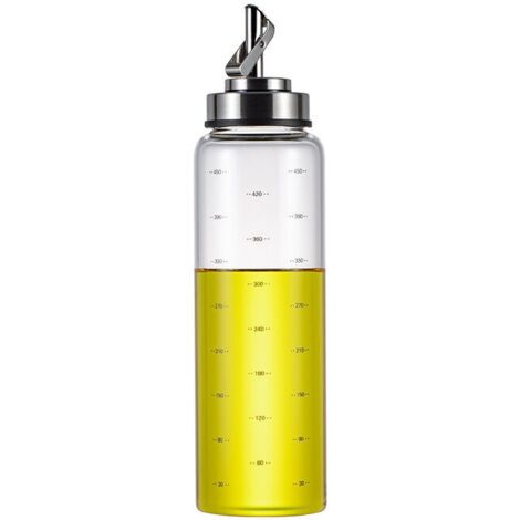VURAHOME - Bouteilles d'huile 500ml avec Haute Transparence pour Cuisine, Automatiques Distributeur d'huile avec Échelle Précise, Anti Goutte Vinaigrier en Verre Facile à Utiliser et Nettoyer