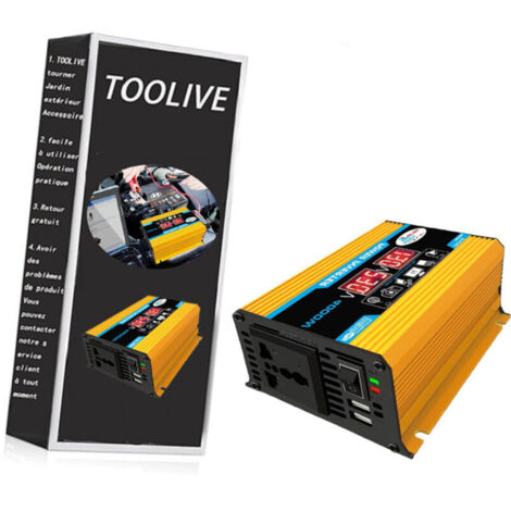 Convertisseur 12v 220v,Convertisseur Pur Sinus 4000W onduleur de voiture Convertisseur DC 12V 220V / 110V avec affichage double tension Adaptateur USB Ports chargeur 4.2A
