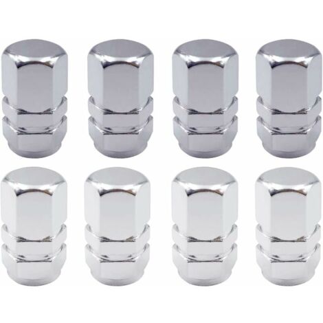 VURAHOME - 8 Bouchons de Tige de Valve de Pneu en Aluminium avec Joint Hexagonal Bouchons de Valve de Pneu universels Bouchons Anti-poussière de Voiture pour Moto, camions, SUV (Blanc, Gris) thsinde (1/5)