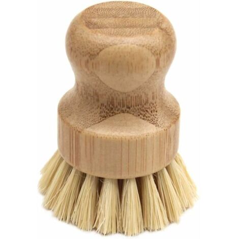 Brosse à vaisselle en bambou, brosse à vaisselle ronde en bois pour nettoyer les casseroles, poêles, assiettes et couverts (1/5)