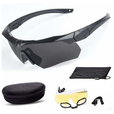 VURAHOME - Lunettes pare-balles militaires lunettes tactiques d'extérieur tir Cs équitation alpinisme polarisé trois ensembles de (1/4)