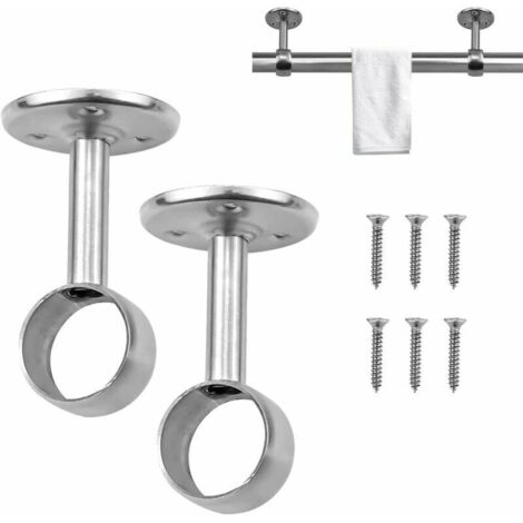Support Tringle Penderie Rideau Barre,4 Pièces Douilles Poteau Tige Bride Forme Fixation Murale Clothes Pole Holder Maison Salle Bain 96221126