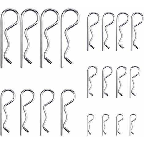VURAHOME - 20 Pièces R Clips Goupilles de Retenue, Kit d'assortiment de Goupilles d'attelage à Goupille Fendue Robuste Plaqué Zinc pour Systèmes de Verrouillage de Camion de Remorquage, M1.2-M3.5 (1/5)