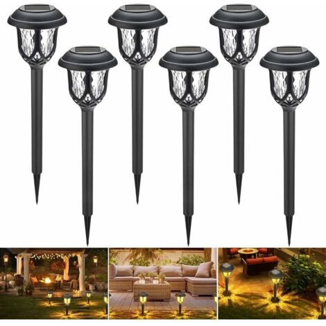 VURAHOME - Lumière solaire de jardin à LED lumières solaires doubles étanches, lumières solaires extérieures marche/arrêt automatique (paquet de 6) (1/5)