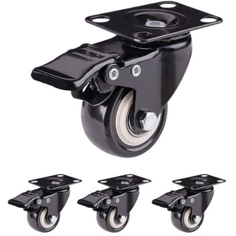 VURAHOME - Roulettes Pour Meubles Roulettes Pivotante Roulettes Charges Lourdes Avec Frein Pour La Manutention De Meubles Et Le Transport Industriel, Noir De 50 Mm(4 Roulettes Avec Frein) (1/5)