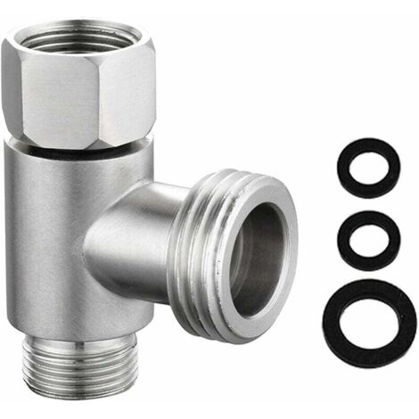 I nverseur 3 voies en laiton chromé de 1,27 , raccord de tuyau en T de 9,5 mm et 1,27 pour tuyau de douche d'angle (1/5)