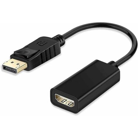 Adaptateur DisplayPort vers HDMI, câble de conversion DP vers HDMI plaqué or (mâle vers femelle) (noir) (1/5)