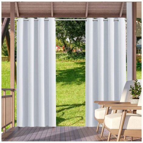 1 Panneau Rideau Extérieur Et Intérieur Bloquant Le Soleil Rideaux à Œillets D'Intimité Pour Pergola Porche Pavillon Jardin Pelouse Couloir, 132213Cm, Blanc
