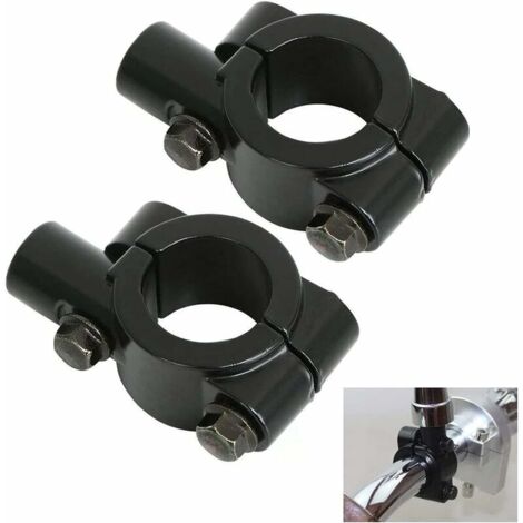VURAHOME - 2 Pièces Pince de Miroir en Aluminium Noir, Adaptateur de Pince de Miroir de Moto, 22mm/0,87 Pouce, Pince de Miroir de Guidon Moto, Universelle Guidon Miroir Mont, pour Le Guidon, pour Moto (1/5)