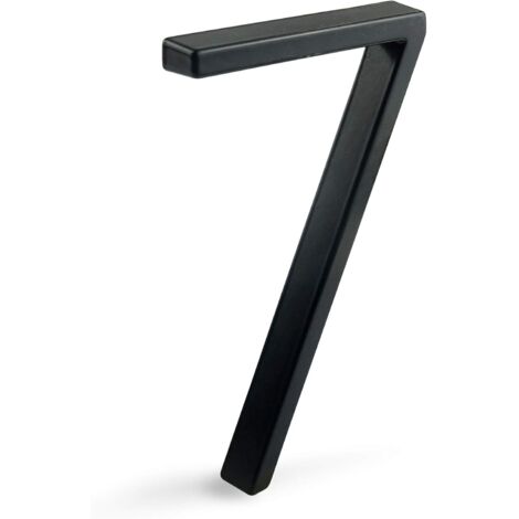 Plaque de numéro de maison flottante 5 pouces (12 cm) Numéros de porte modernes Plaque de signalisation Numéros d'adresse du domicile de la rue, métal noir (Black, 7)