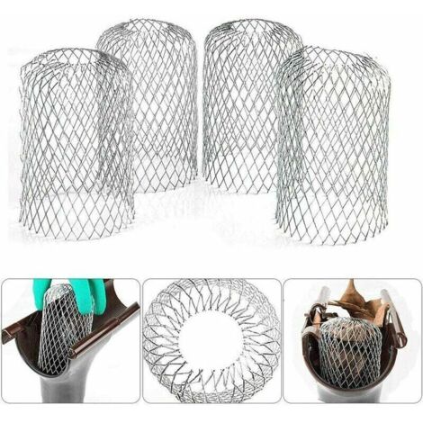 VURAHOME - 4 Filtres de Gouttière en Aluminium Flexible Diamètre 8cm Grille Grillage Stop Feuille Crépine