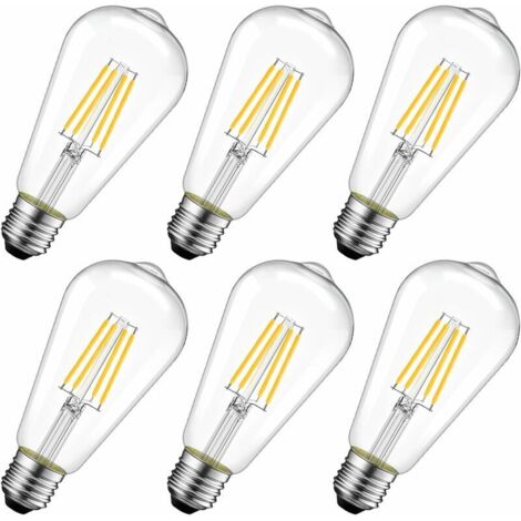VURAHOME - 4W Edison Ampoule Filament LED E27 ST64 (=Ampoules Incandescences Décorative 40W), 470Lm Blanc Chaud 2700K, Lampe Vintage Ampoule Rétro, Non-dimmable, Lot de 6 [Classe énergétique A++]