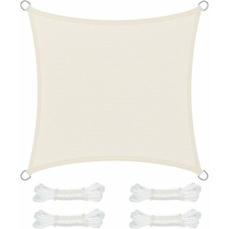 VURAHOME - Voile d’Ombrage 3 x 3 m, Protection Solaire en Tissu HDPE, Respirant, Perméable à l’Eau, pour Terrasse, Jardin, Balcon, Camping, Carré, Concave, Beige (1/5)