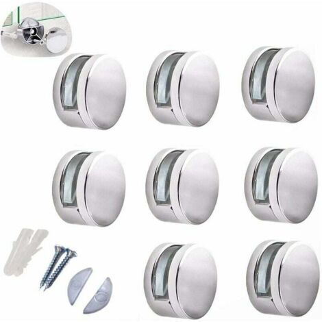 VURAHOME - 8 Pièces Clips Verre en Alliage Zinc Clips de Miroir Support pour 3-5mm Pince de Verre (Accessoires Compris) (1/4)