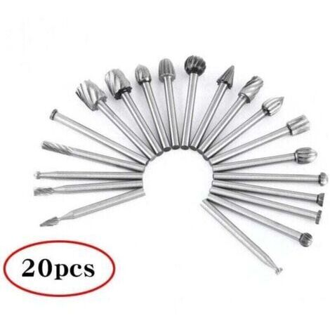 VURAHOME - Outil rotatif - 20pcs Couteaux à bois à tête fraisée en acier à grande vitesse Fraise à bois avec tige de 2, XU,35 mm / Accessoire Outil rotatif pour le travail du bois, La sculpture - (1/4)