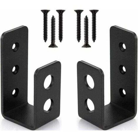 VURAHOME - Pack de de 2 Supports de Porte Robustes en Acier , XU,pour Portes de 2 x 4 - Barre de Sécurité en Forme de U - (1/4)