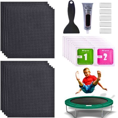 VURAHOME - Kit de réparation de patch de trampoline, patch de trampoline carré imperméable 10pcs 4x4, kit de réparation de trampoline , accessoires de trampoline , kit de réparation de filet de trampo (1/4)