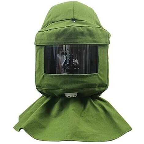 VURAHOME - Cloche de sablage, écharpe de sablage, masque anti-vent, anti-sablage, outils de protection contre la poussière, masque facial, toile verte + casque de protection (1/5)