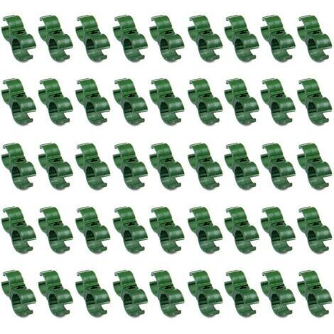 VURAHOME - Paquete de 50 clips de plástico ajustables para enrejado de jardín, color verde, 16 mm