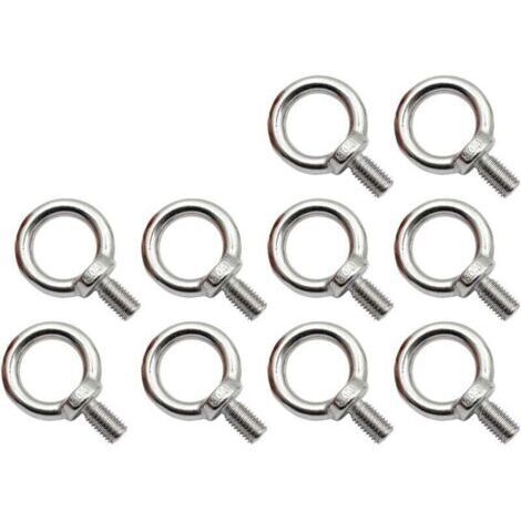 VURAHOME - Pack de de 10 boulons à œil M8 en acier inoxydable, XU, Boulons à œil antirouille, Boulon à œil rond, Boulon à œil rond, Boulon à œil, Acier inoxydable 304, Pas facile à corroder. - (1/4)