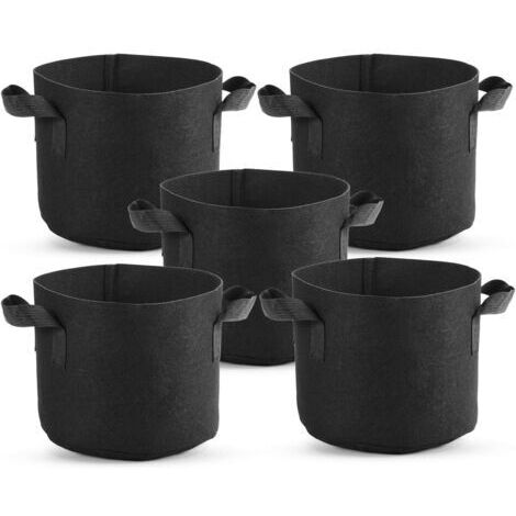 VURAHOME - Sacs de culture 5 paquets de 3 gallons, pots en tissu non tissé portables, sacs de culture pour plantes avec poignées, sacs de culture réutilisables (1/5)