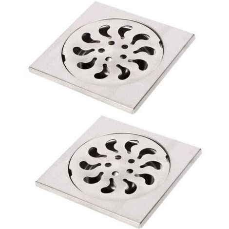 VURAHOME - 2pcs Siphon de Sol Acier Inoxydable, XU, Grille de Douche Carrée Filtre de Douche Drain de Douche Attrape Cheveux pour Salle de Bain, 90x90x30mm - (1/4)
