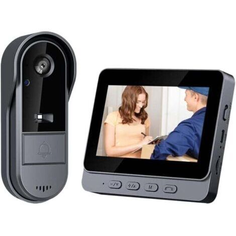 VURAHOME - Sonnette vidéo Caméra sans HD Vision nocturne Interphone Angle large Visiophone lP65 étanche avec Ecran 4, XU,3P Batterie Grande Capacite Surveillance Haute Endurance Doorbell - (1/4)