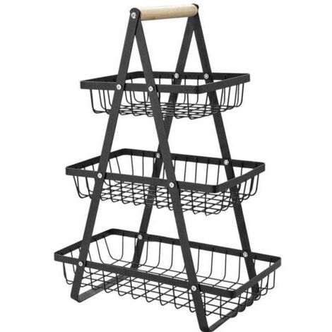 VURAHOME - Porte-fruits à 3 Niveaux Panier de Fruits et Legumes Détachable Porte-légumes Corbeille Fruits, XU, Pour Légumes Snacks Rangement Cuisine Maison Bureau avec Tournevis - (1/3)