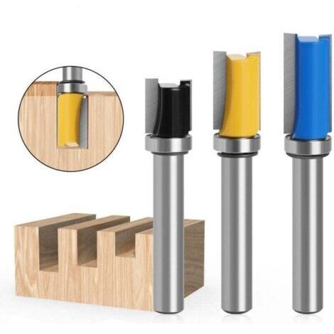 VURAHOME - 3pcs 8mm Tige Flush Garniture Routeur Bit Equipé de Bas Roulement , XU,Fraise à Copier Fraise Destiné à Menuiserie-Lame de Coupe 13mm, 20mm, 25mm - (1/4)