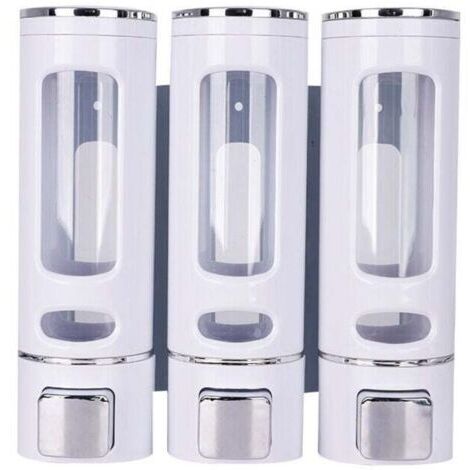 VURAHOME - 400 ML x 3 Distributeur Savon Mural Distributeur Shampoing et Gel Douche Distributeur Savon , XU,Douche Double Distributeur de Savon Liquide Mural Manuel Distributeur de Désinfection des Ma (1/4)