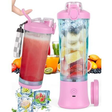VURAHOME - Mixeur à smoothies portable 600 ml avec 6 lames 4000 mAh Mini mixeur peut presser 25 tasses de jus pour le bureau, le camping et les voyages,Violet (1/5)