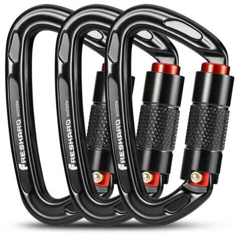 VURAHOME - Mousqueton escalade (25kN/2550kg), certifié CE, 10cm, noir/gris, pour alpinisme, laisse, hamac, porte-clés (1/5)