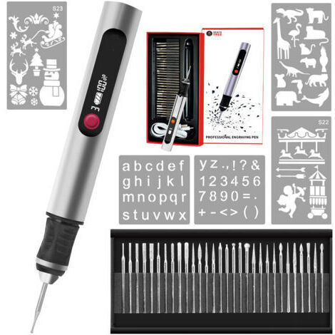 VURAHOME - Stylo de gravure, outil portable sans fil ultime pour artistes et bricoleurs – Gravez plus de 50 surfaces – Adapté aux débutants – Rechargeable – XU,30 embouts, guide de maîtrise et pochoir (1/5)