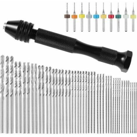 VURAHOME - 57 Pièces mini perceuse de précision pin foret fraise mini foret modelisme foret bois precision pin vise Outils perceuse à main Foret Fraise Twist 0.3-3mm, PCB de 0.1mm-1mm (1/4)