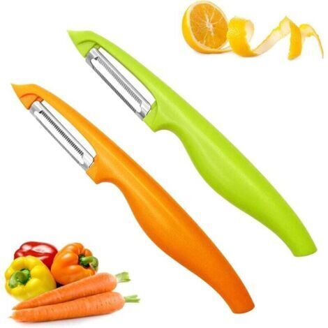 VURAHOME - Éplucheur Économe Légumes Professionnel, Éplucheur de Pommes de Terre, Épluche Pomme avec Lame Dentelé en Acier Inoxydable et Poignée Ergonomique Antidérapante pour Légumes, Carottes, Tomat
